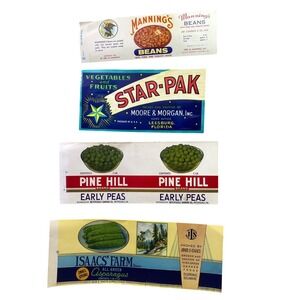 Lot of 4 Vintage Canned Vegetable Labels